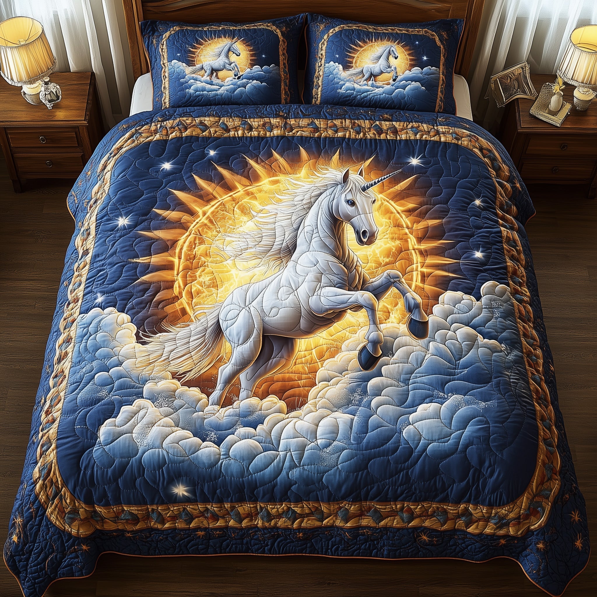 Horse Sunshine Quilted Bedding Set Duvet Cover Bedspread Best Man Gift Ideas