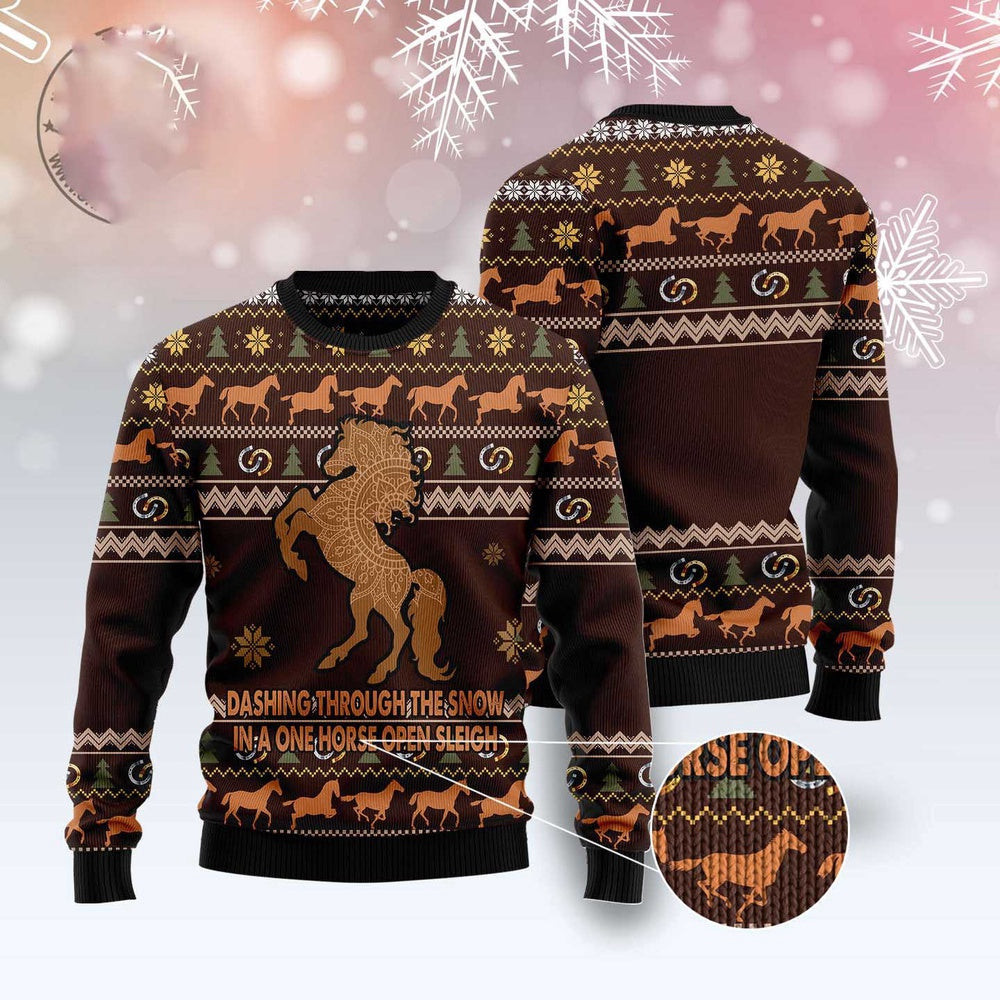 Horse Through Snow Ugly Christmas Sweater Funny Ugly Christmas Sweater Xmas Gifts