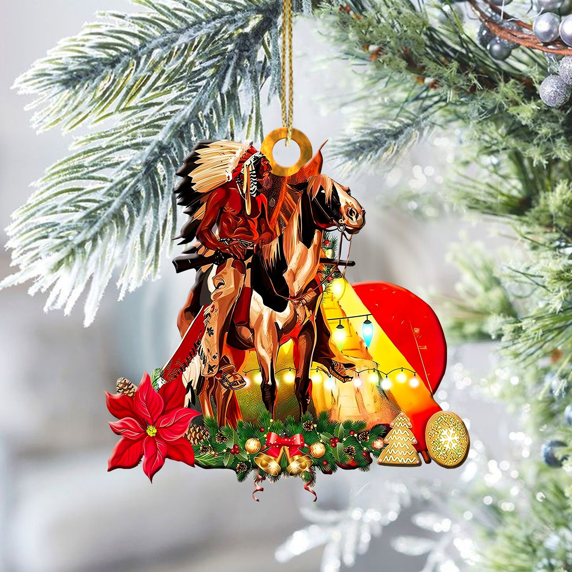 Horse Tipi Native Chief Christmas Ornament Xmas Decor Native American Christmas Decorations