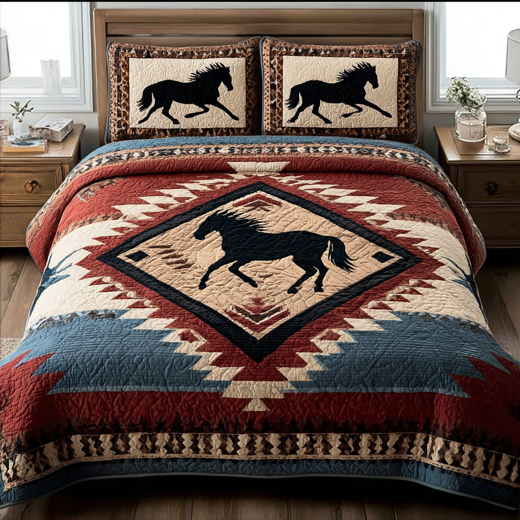Horse Trail Quilted Bedding Set Best Comforter Sets Christmas Gift Ideas For Horse Owners