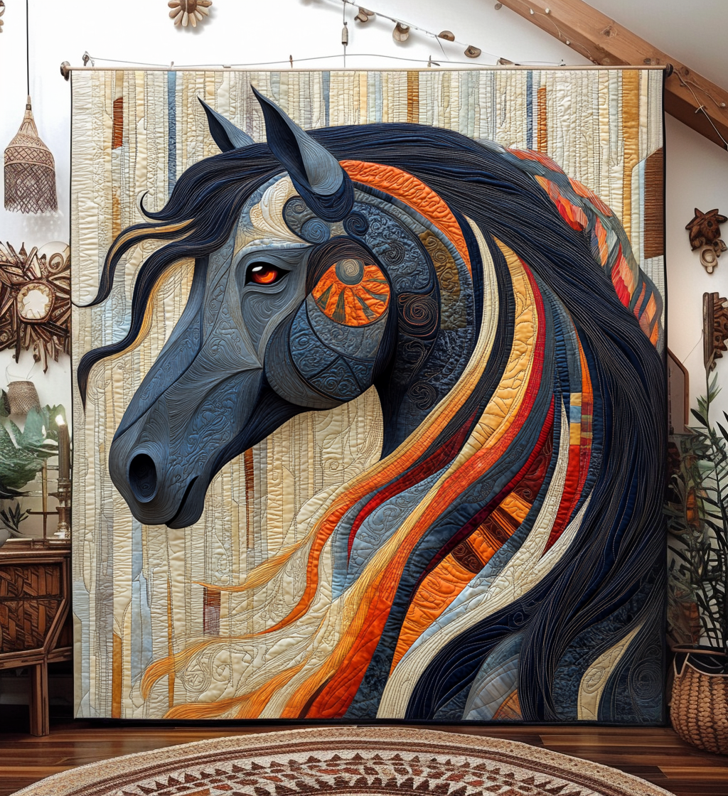 Horse Tribe Quilted Blanket Gifts For Equestrian Riders