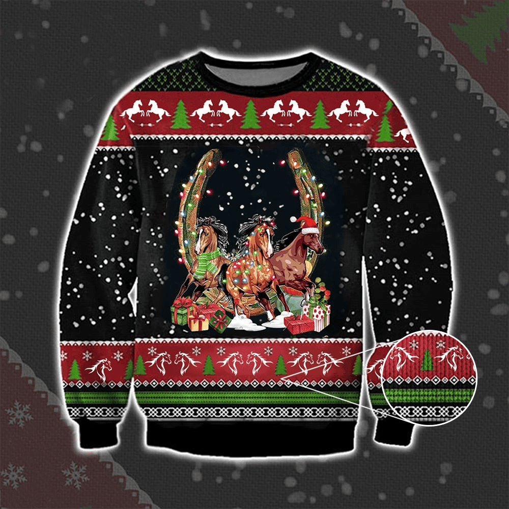 Horse Ugly Christmas Sweater Horse Lover Merry Christmas Sweater Gift For Sibling