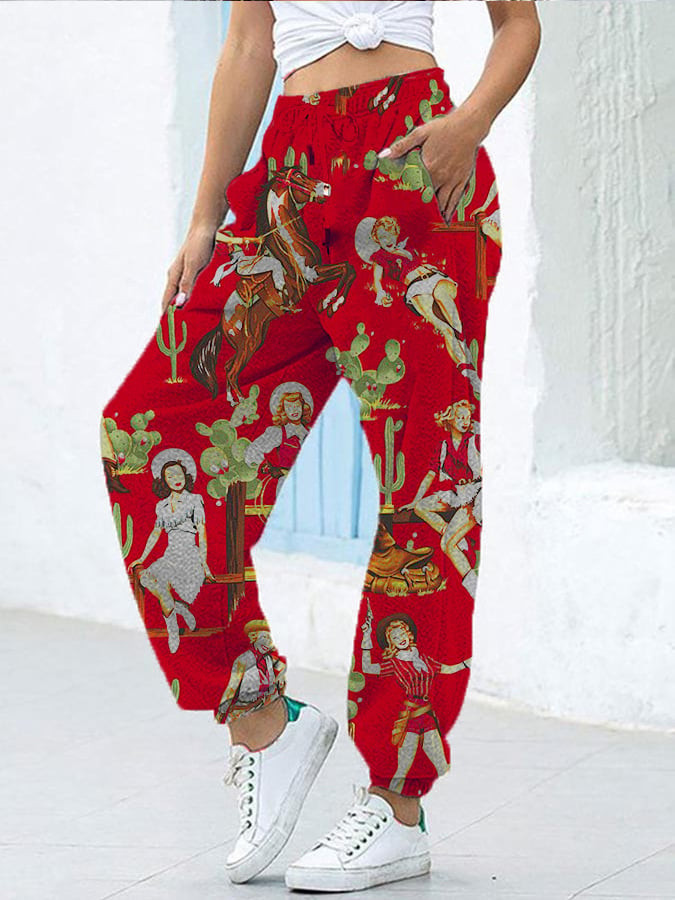 Horse Western Vintage Cowboy Cowgirl Graphic Sweatpants Animal Themed Unique Gifts For Friends