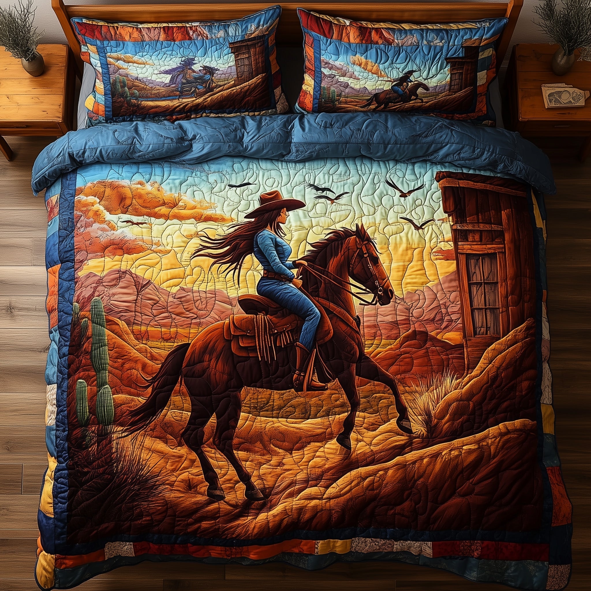 Horse Whispering Saddles Quilted Bedding Set Duvet Cover Bedspread Gifts For Horse People