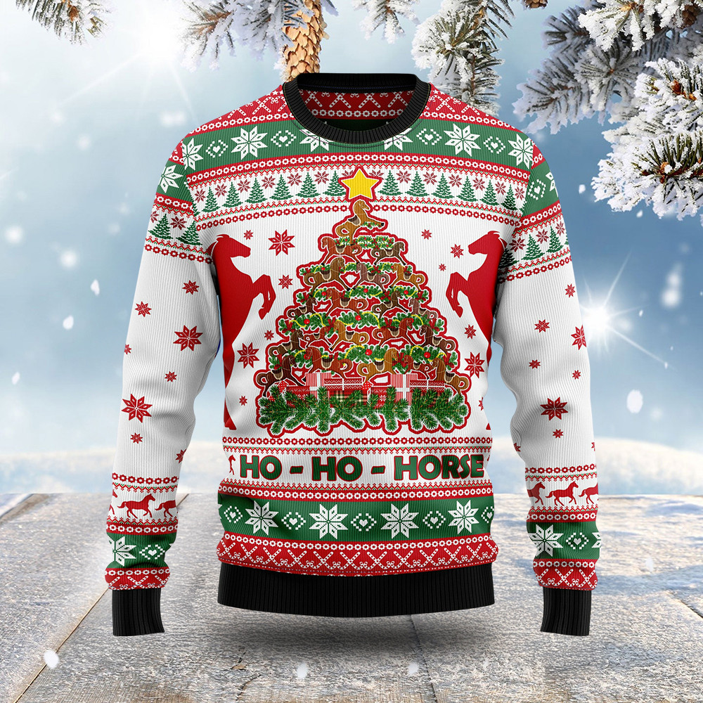 Horse Xmas Tree Christmas Ugly Sweater Xmas Apparel Horse Owner Christmas Gifts