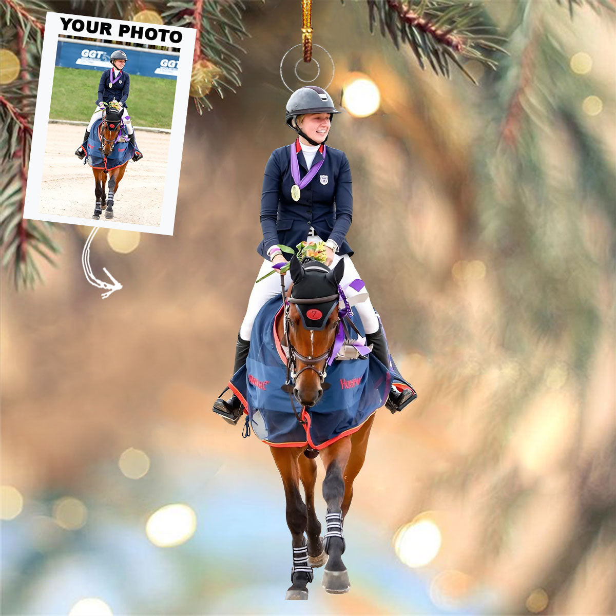 Horsepower Personalized Photo Mica Ornament Christmas Gift For Equestrian Players Eque