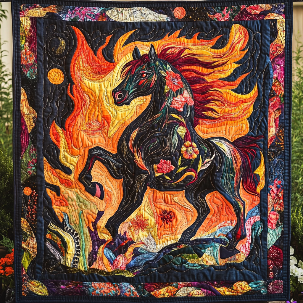 Horses of the Horizon Quilted Blanket Equestrian Birthday Gifts