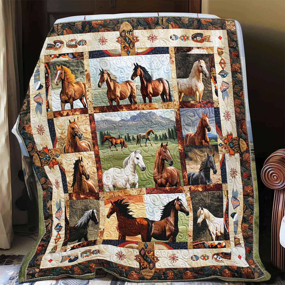 Horses Quilt Blanket Christmas Blanket Best Gifts For Horse Lovers