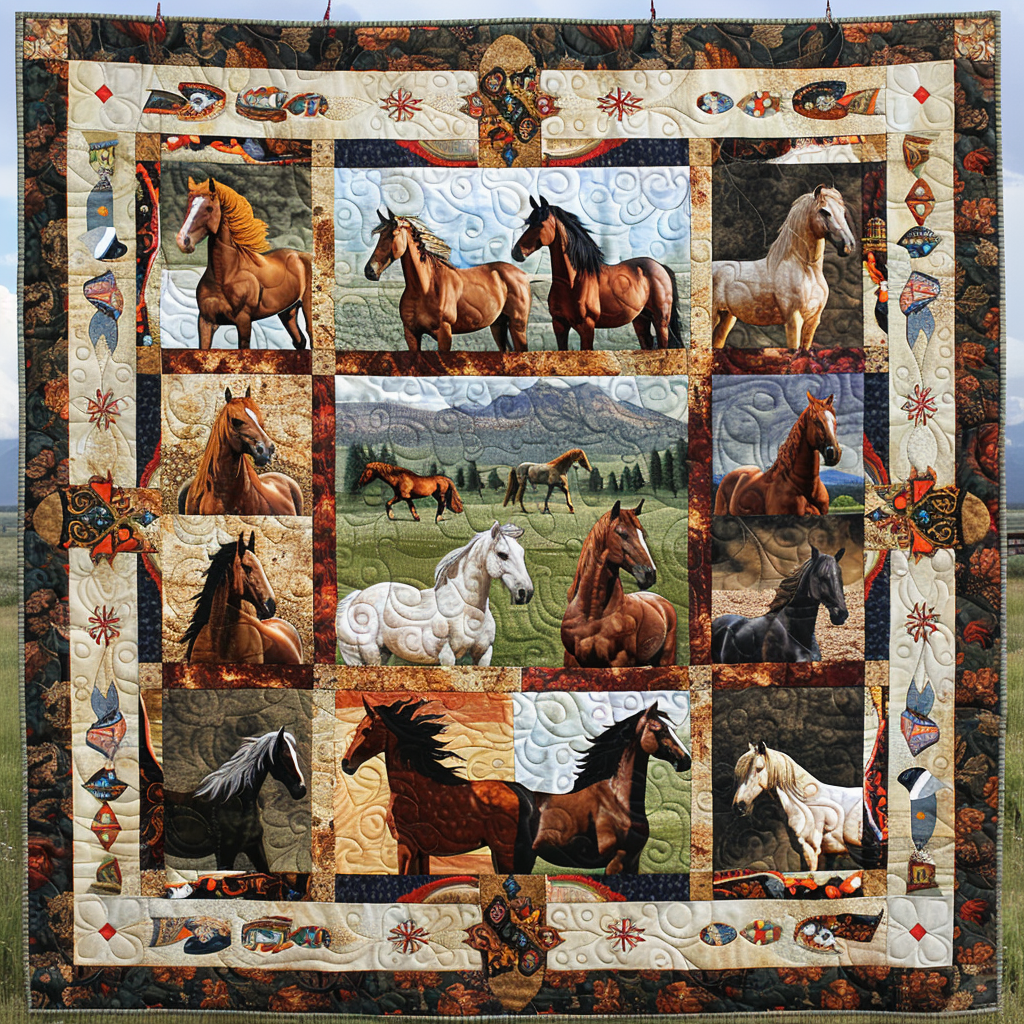 Horses Quilt Blanket Christmas Blanket Best Gifts For Horse Lovers