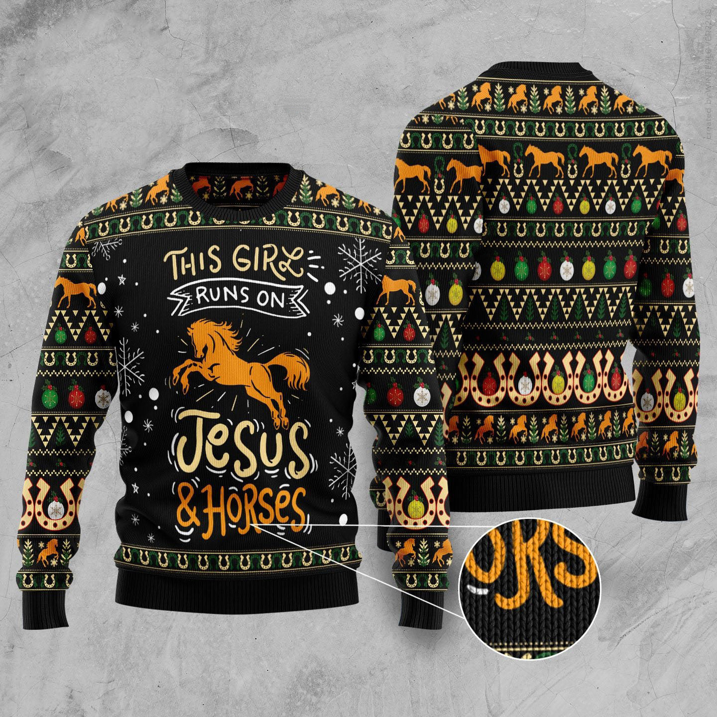 Horses This Girls Run On Jesus And Horses Ugly Christmas Sweater Xmas Gifts For Her