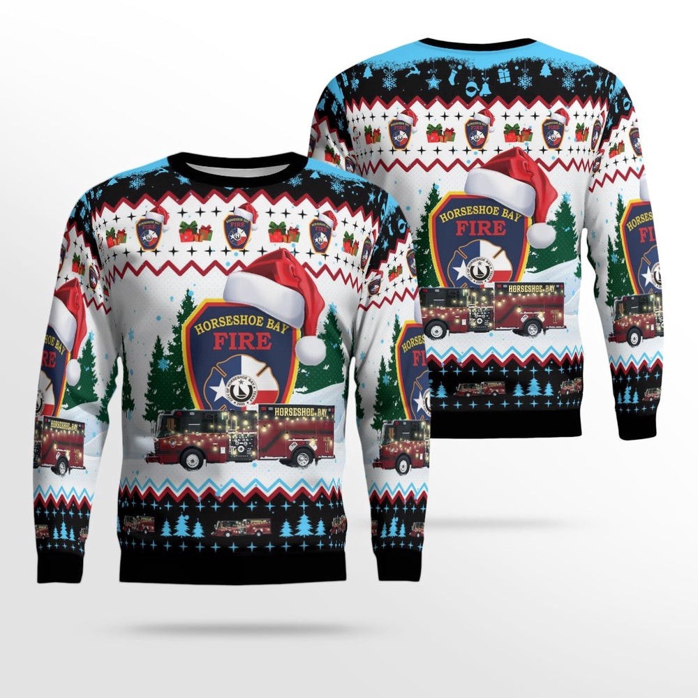 Horseshoe Bay Fire Department Horseshoe Bay Texas Christmas AOP Ugly Sweater Xmas Unisex Sweater Christmas Gifts For Men Women