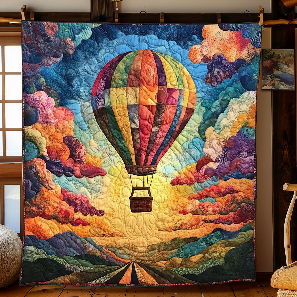 Hot Air Balloon Quilted Blanket Christmas Throw Blanket Gifts To Daughter From Mom