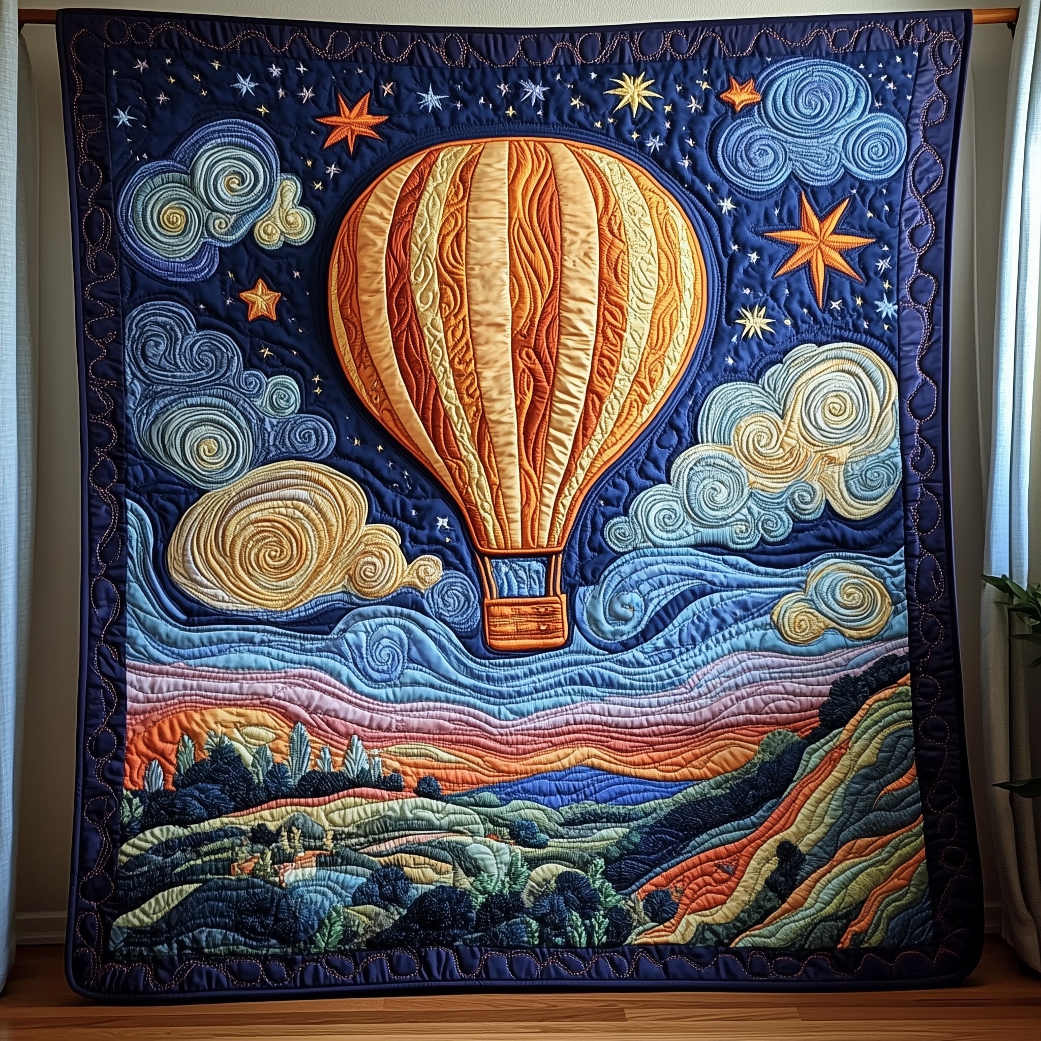 Hot Air Balloon Quilted Blanket Cute Soft BlanketBest Xmas Gifts For Mother In Law