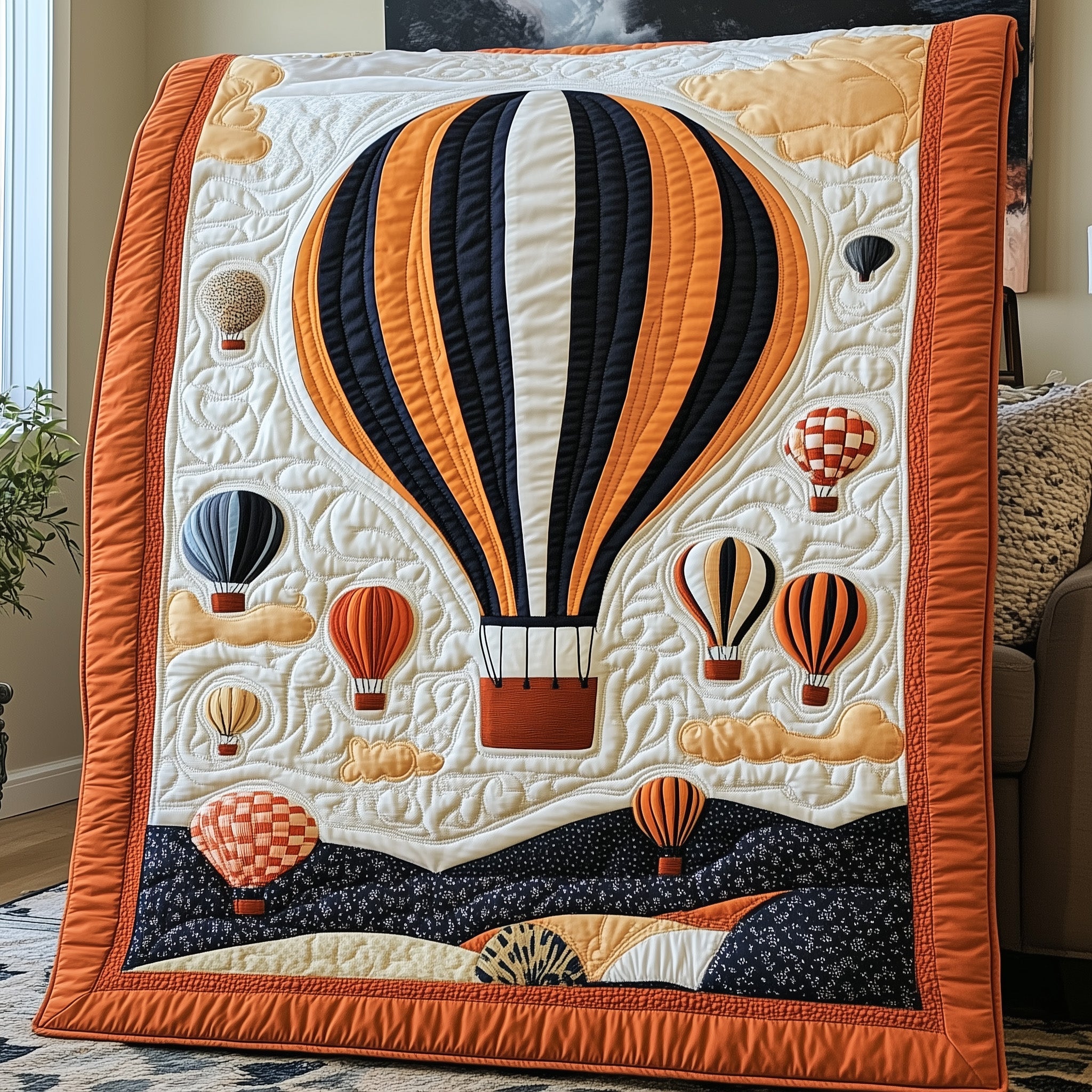 Hot Air Balloon Quilted Blanket Cute Soft BlanketChristmas Gift Basket Ideas For A Family