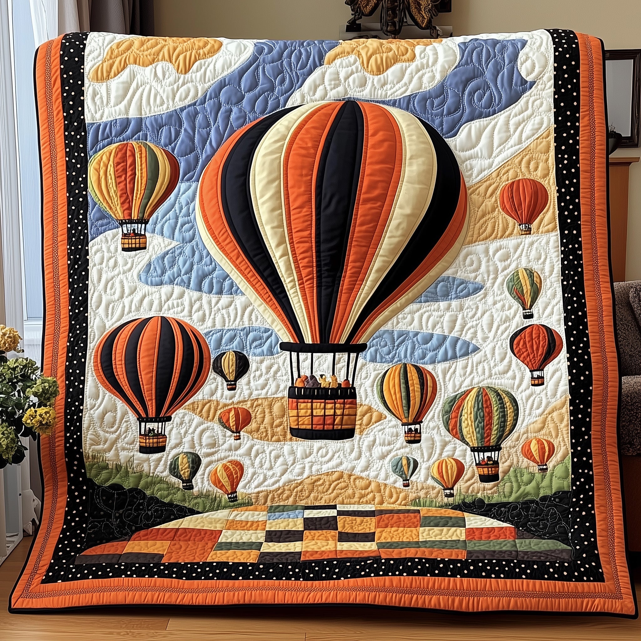 Hot Air Balloon Quilted Blanket Cute Soft BlanketChristmas Gifts For Your Family