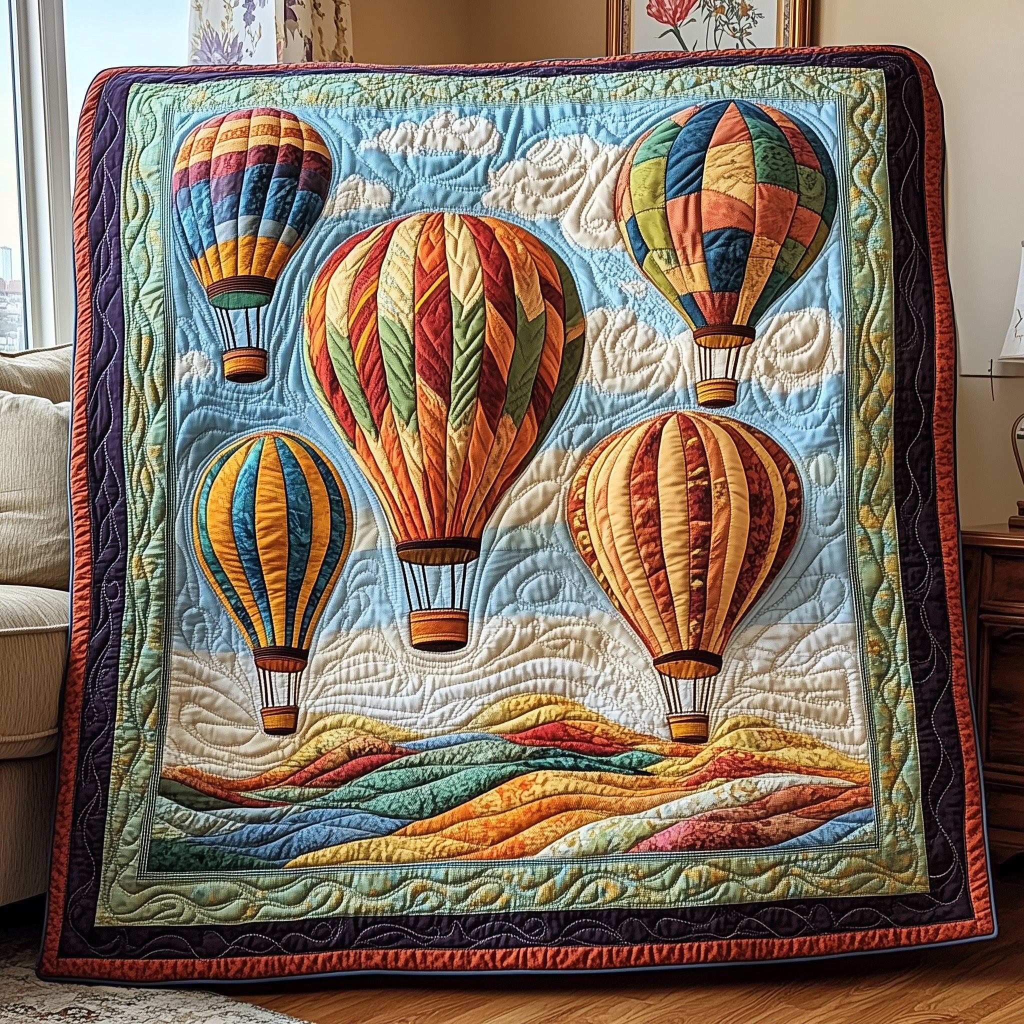Hot Air Balloon Quilted Blanket Cute Soft BlanketChristmas Present Ideas For The Whole Family