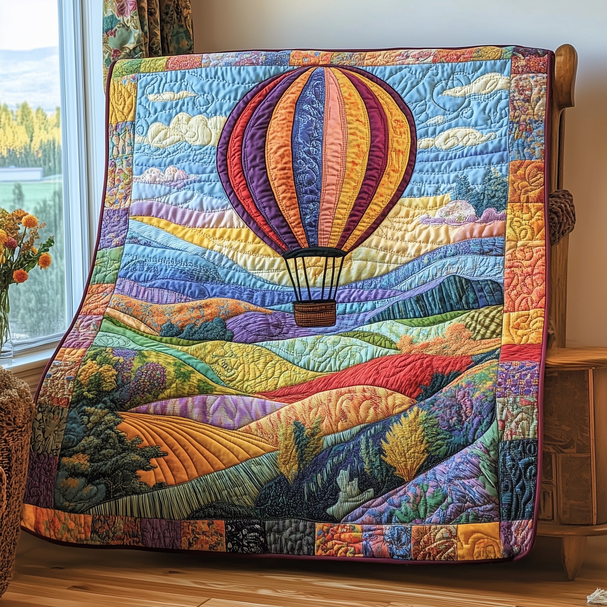 Hot Air Balloon Quilted Blanket Cute Soft BlanketGood Christmas Presents For Mother In Law