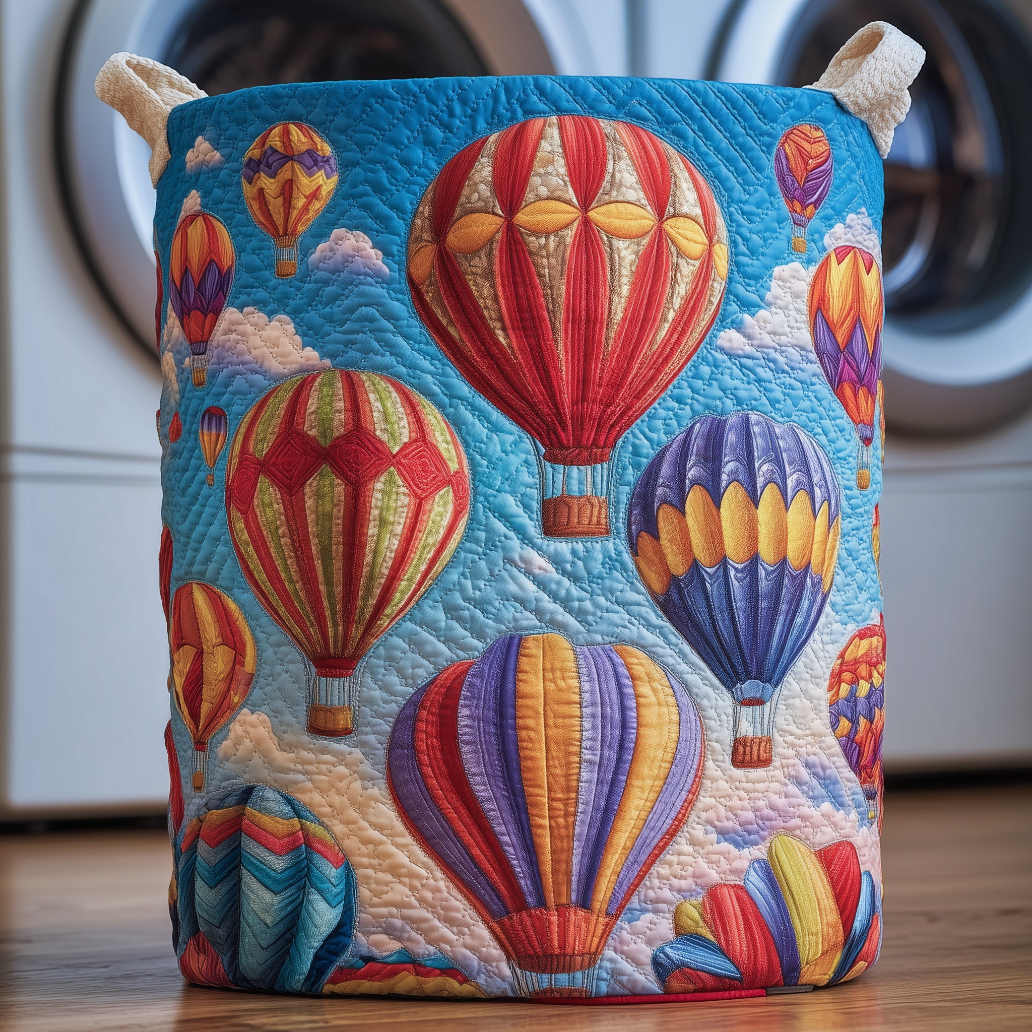 Hot Air Balloon Quilted Laundry Basket Sky Air Balloon Theme Items