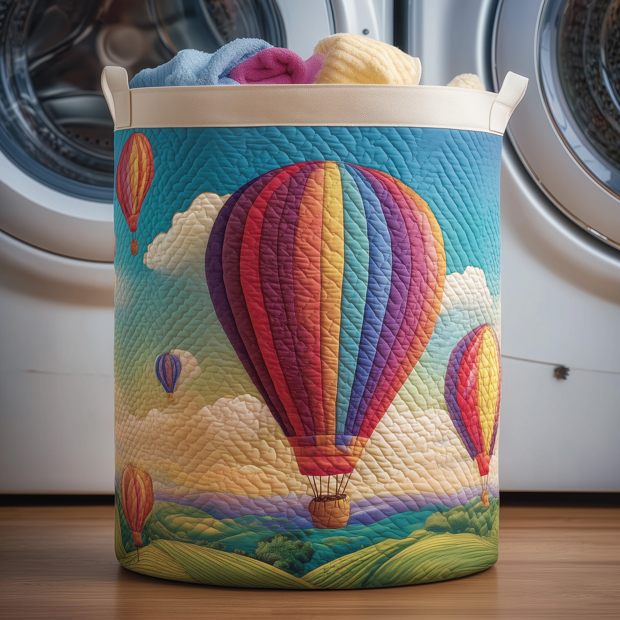 Hot Air Balloon Quilted Laundry Basket Sky Air Balloon Themed Gifts