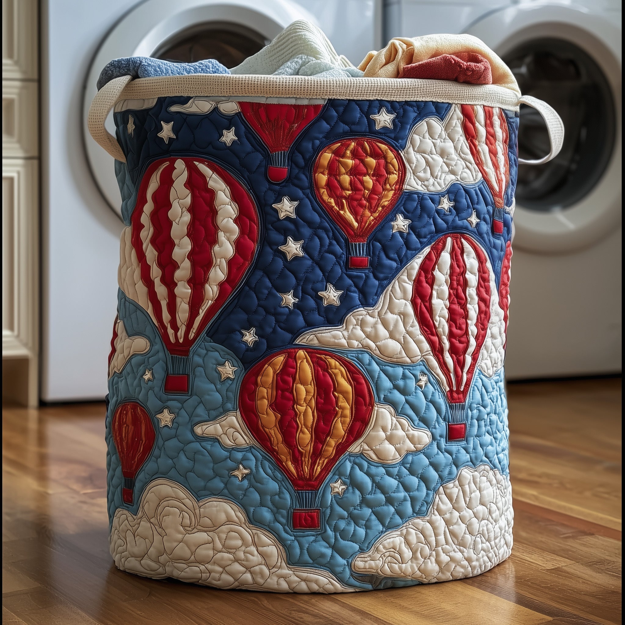 Hot Air Balloon Quilted Laundry Basket Unique Sky Air Balloon Presents