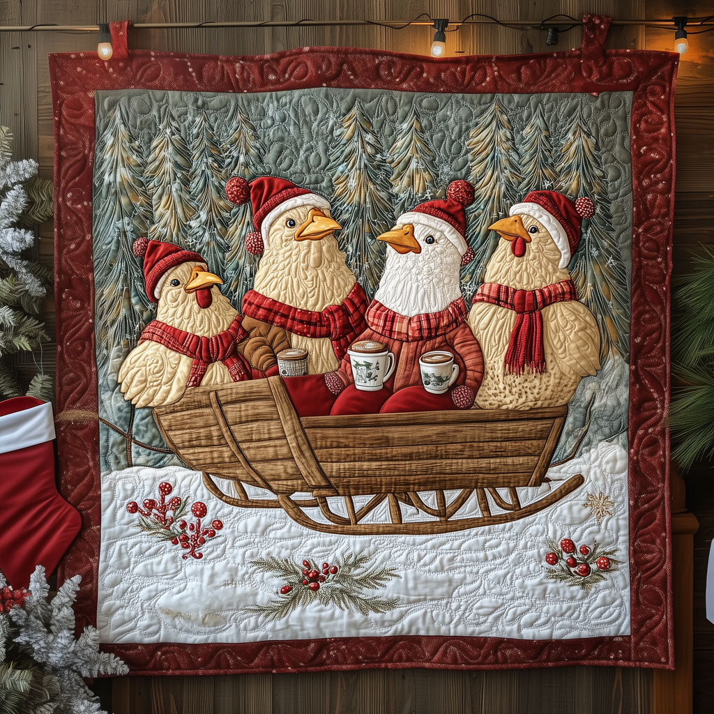 Hot Cocoa Hens Quilt Beautiful Printed Quilt Blanket for Home Aesthetics