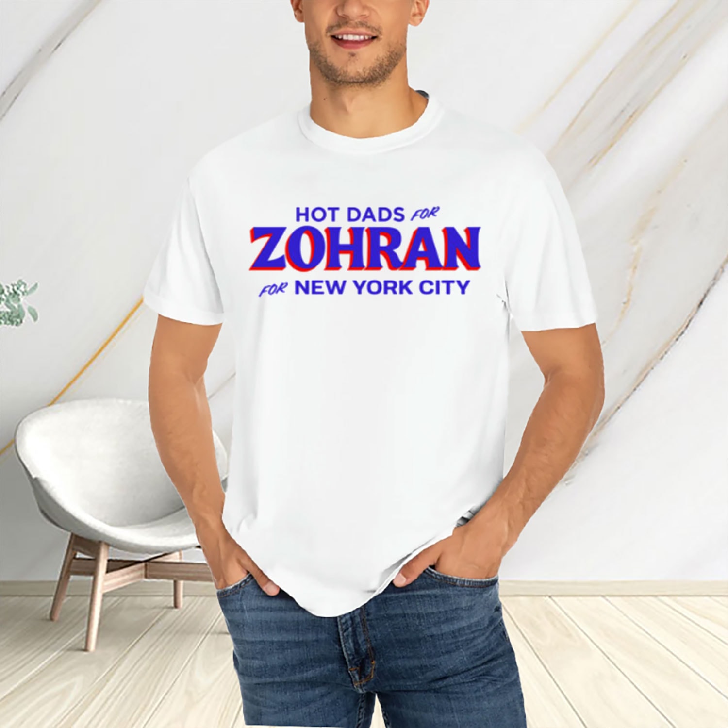 Hot Dads For Zohran T-Shirt NYC Political Supporter Democracy Socialist Apparel