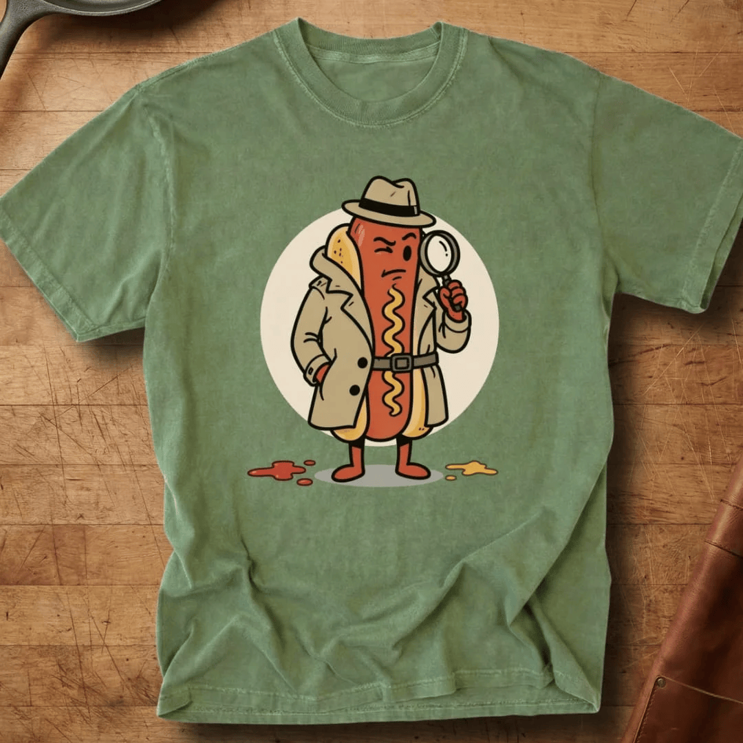 Hot Dog Detective Investigating T-Shirt Magnifying Glass Merchandise Gifts For Bestie