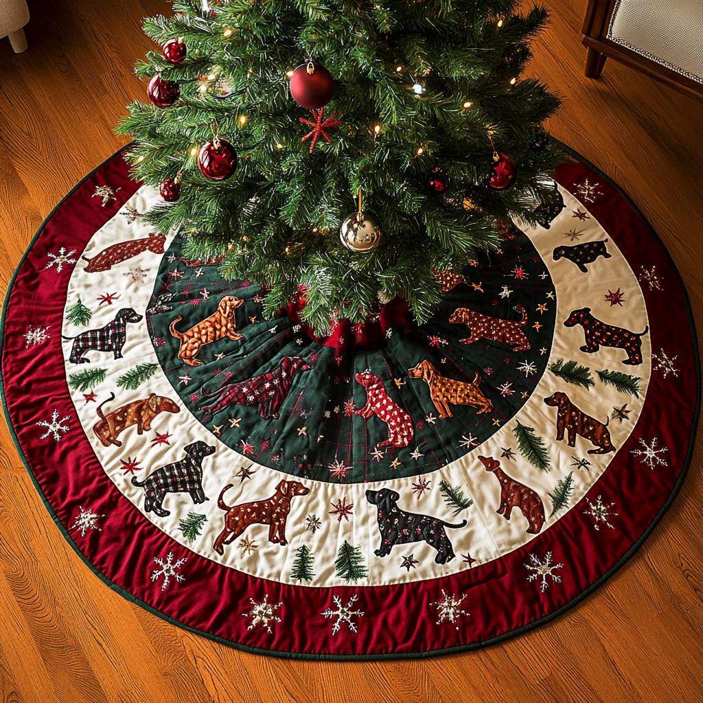 Hot Dog Happiness Christmas Quilted Tree Skirt Thoughtful Christmas Tree Skirt Gift Idea