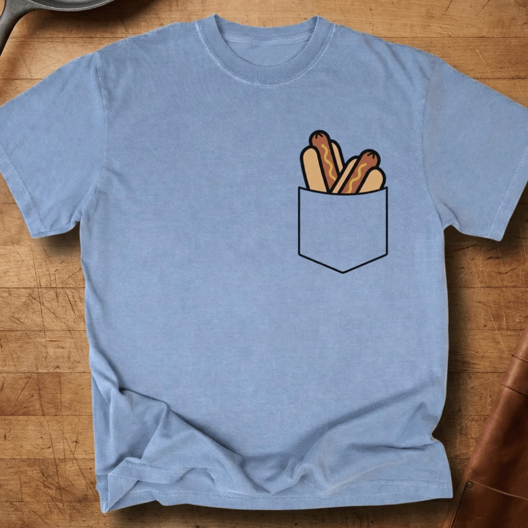 Hot Dog In Pocket T-Shirt Funny Pocket Graphic Tee Gift Ideas For Him