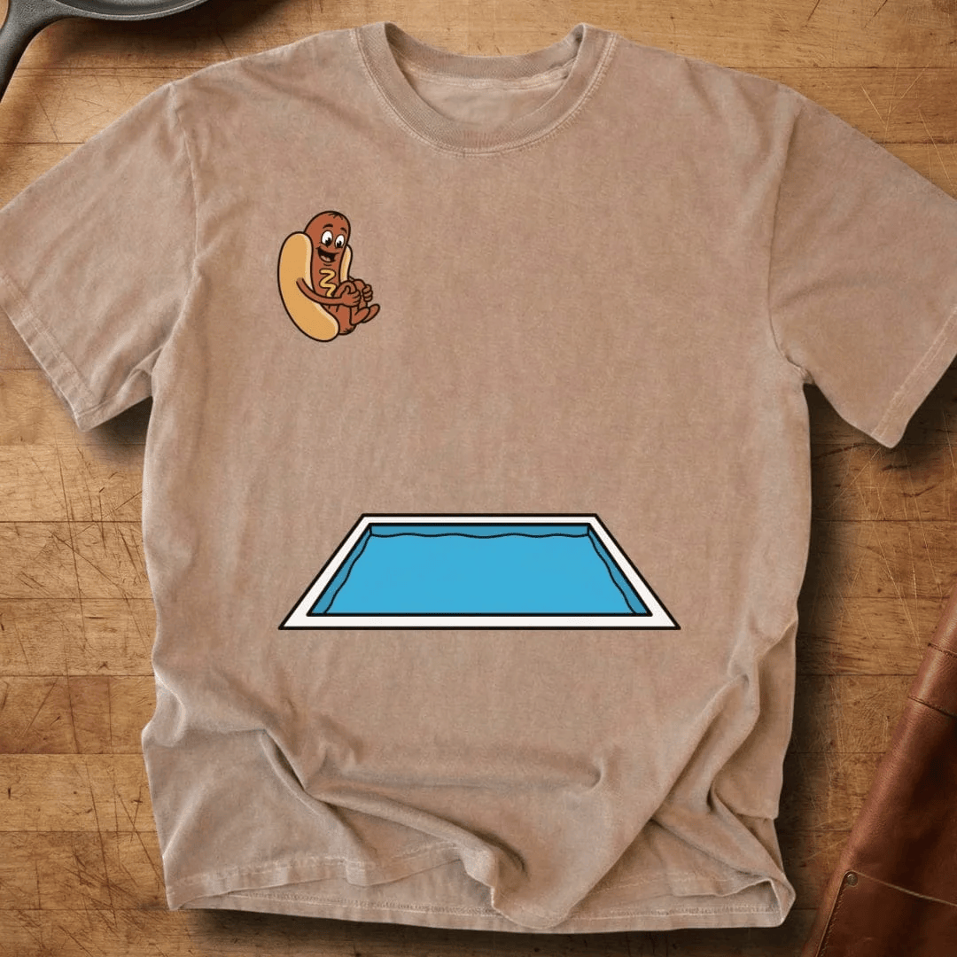 Hot Dog In Pool T-Shirt Enjoying Summer Fun Tee Gift For Vacation Lover