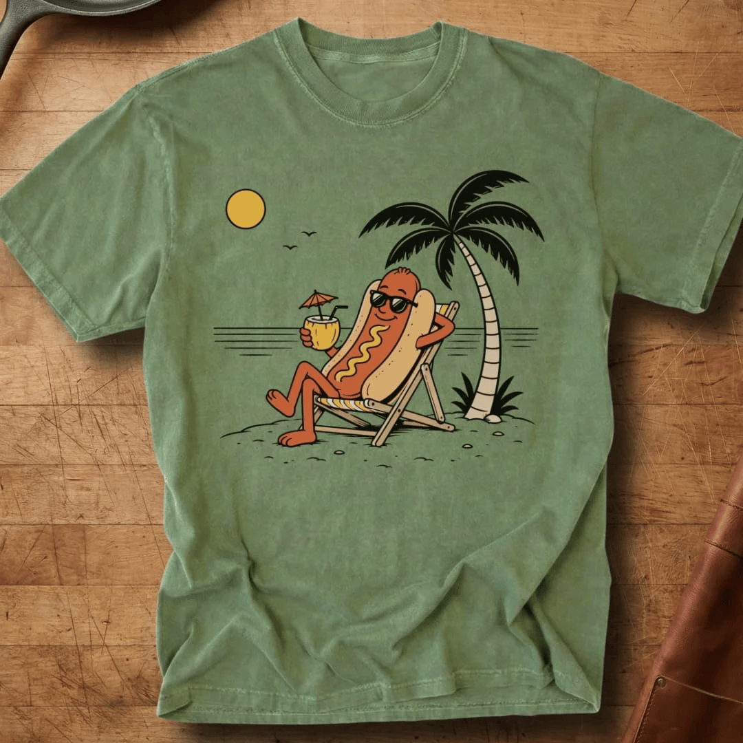 Hot Dog On Vacation T-Shirt Animal Enjoying Summer Clothes Gift For Coastal Lover