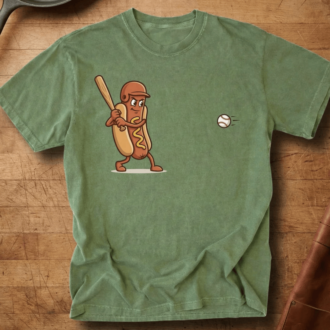 Hot Dog Playing Baseball T-Shirt Funny Mascot Hotdog Apparel Gift For Little League Mom
