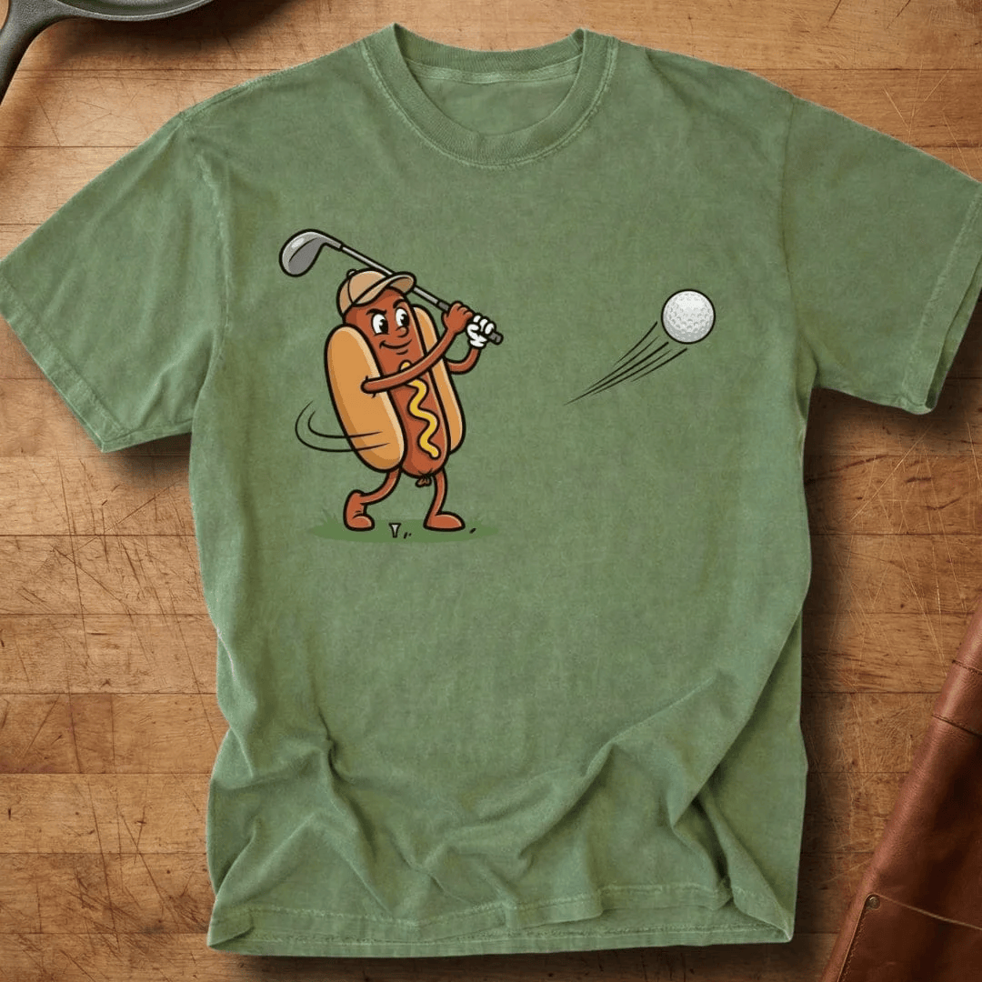 Hot Dog Playing Golf T-Shirt Funny Golf Mascot Hot Dog Gift For Proud Sports Dad