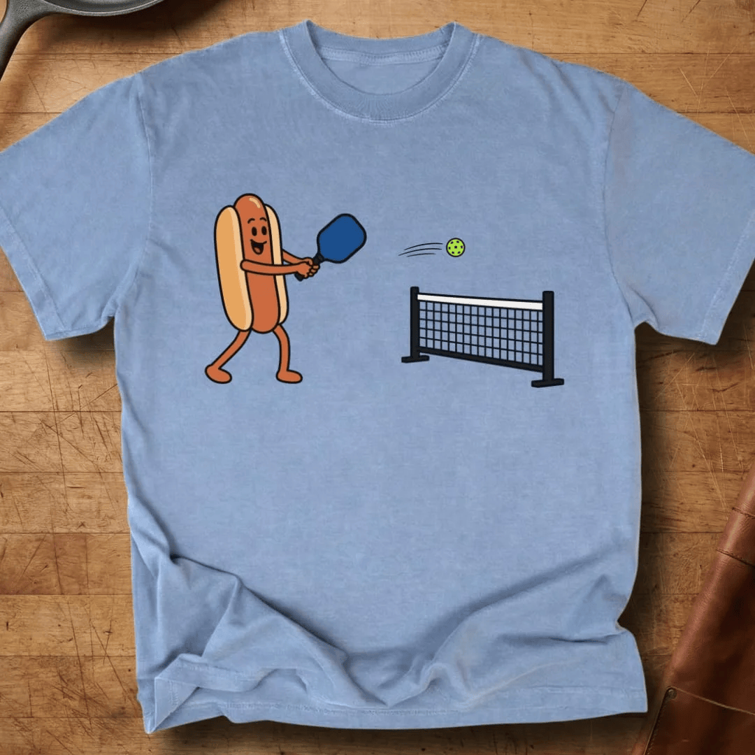 Hot Dog Playing Pickleball T-Shirt Funny Food Sport Merch Gift For Game Day