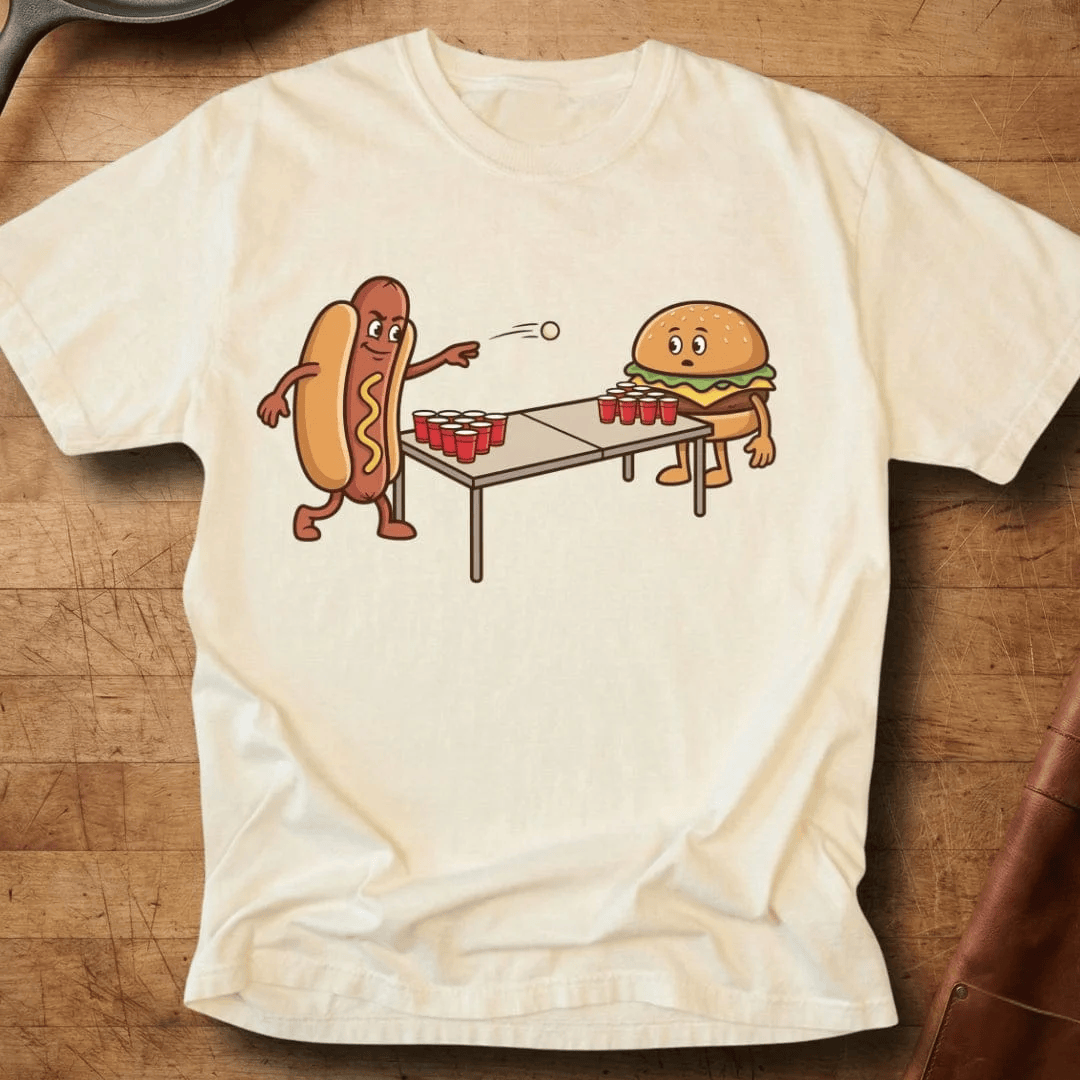 Hot Dog Plays Beer Pong T-Shirt Beer Pong Mascot Hotdog Burger Apparel Gift For Her