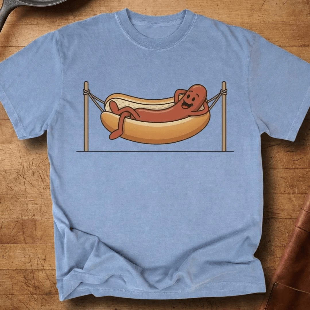Hot Dog Relaxing In Hammock T-Shirt Enjoying A Lazy Day Merchandise Gift For Him