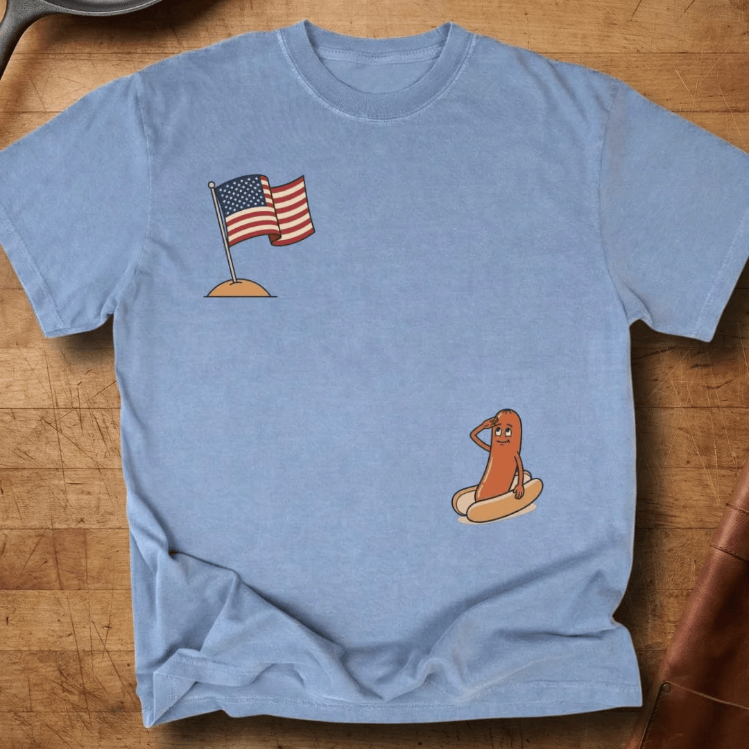 Hot Dog Salutes Flag T-Shirt Patriotic On Island Shirt Gifts For Teens