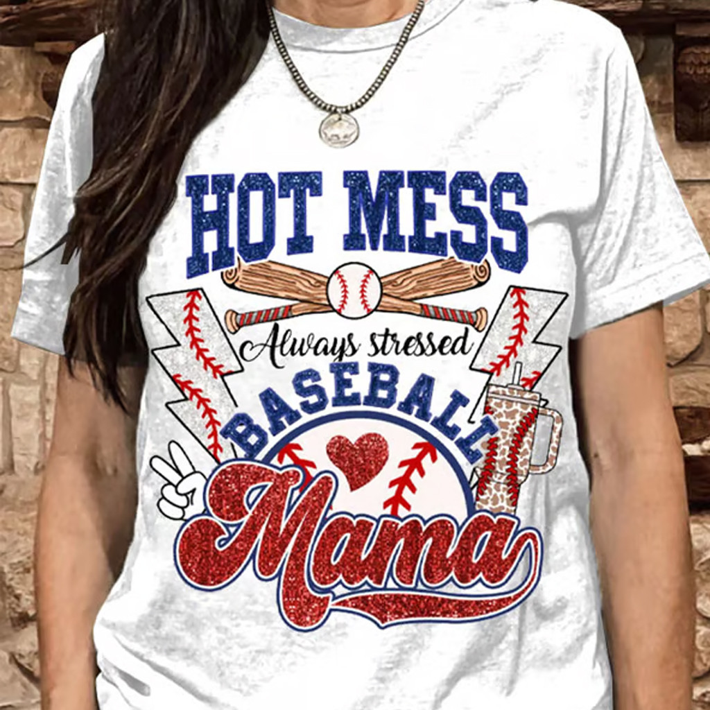 Hot Mess Always Stressed Baseball Mama T-Shirt Game Day Shirts Baseball Lovers Gifts For Mama Hot Mess Always Stressed Baseball Mama T-Shirt Game Day Shirts Baseball Lovers Gifts For Mama