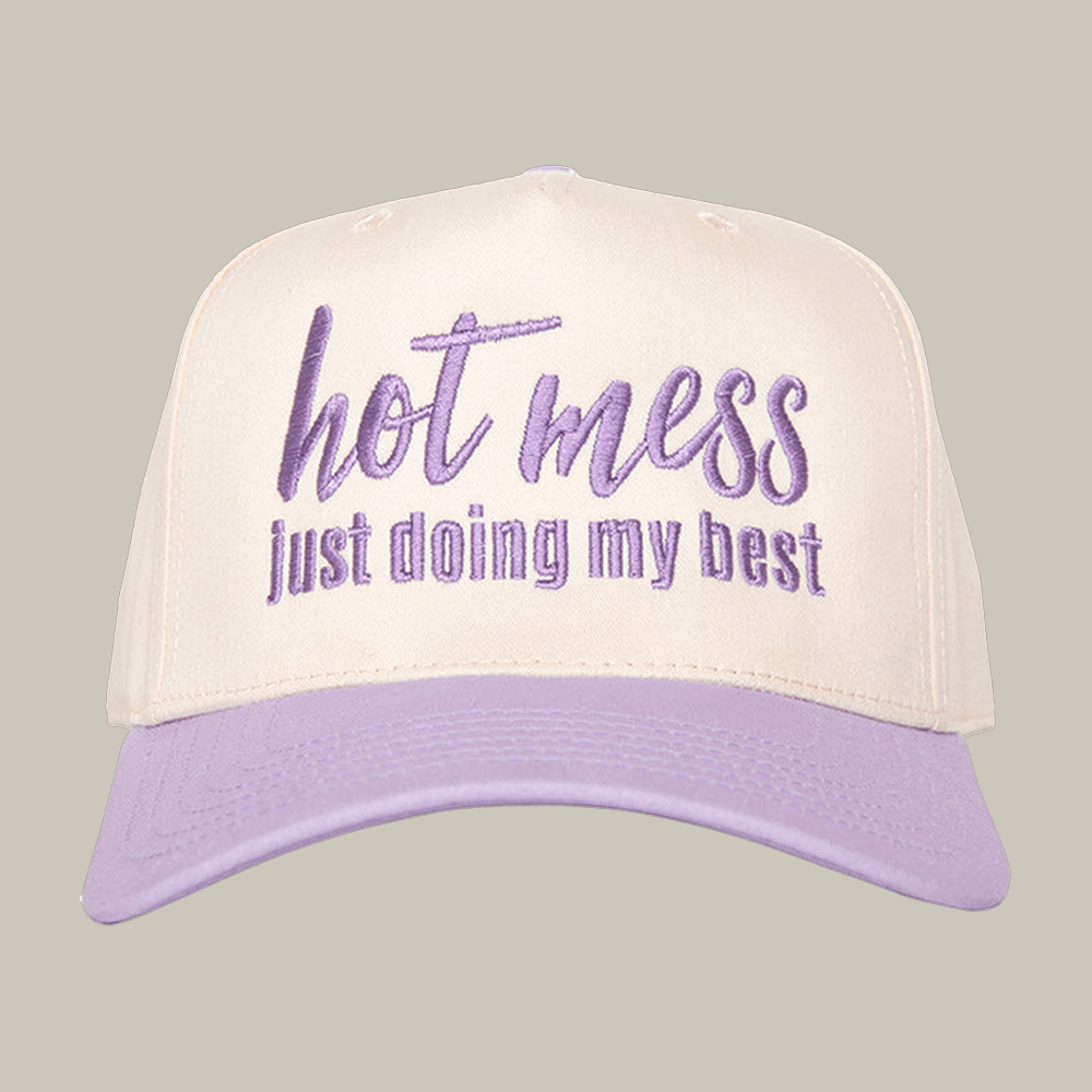 Hot Mess Just Doing My Best Two Toned Vintage Hat Witty Sayings Baseball Cap