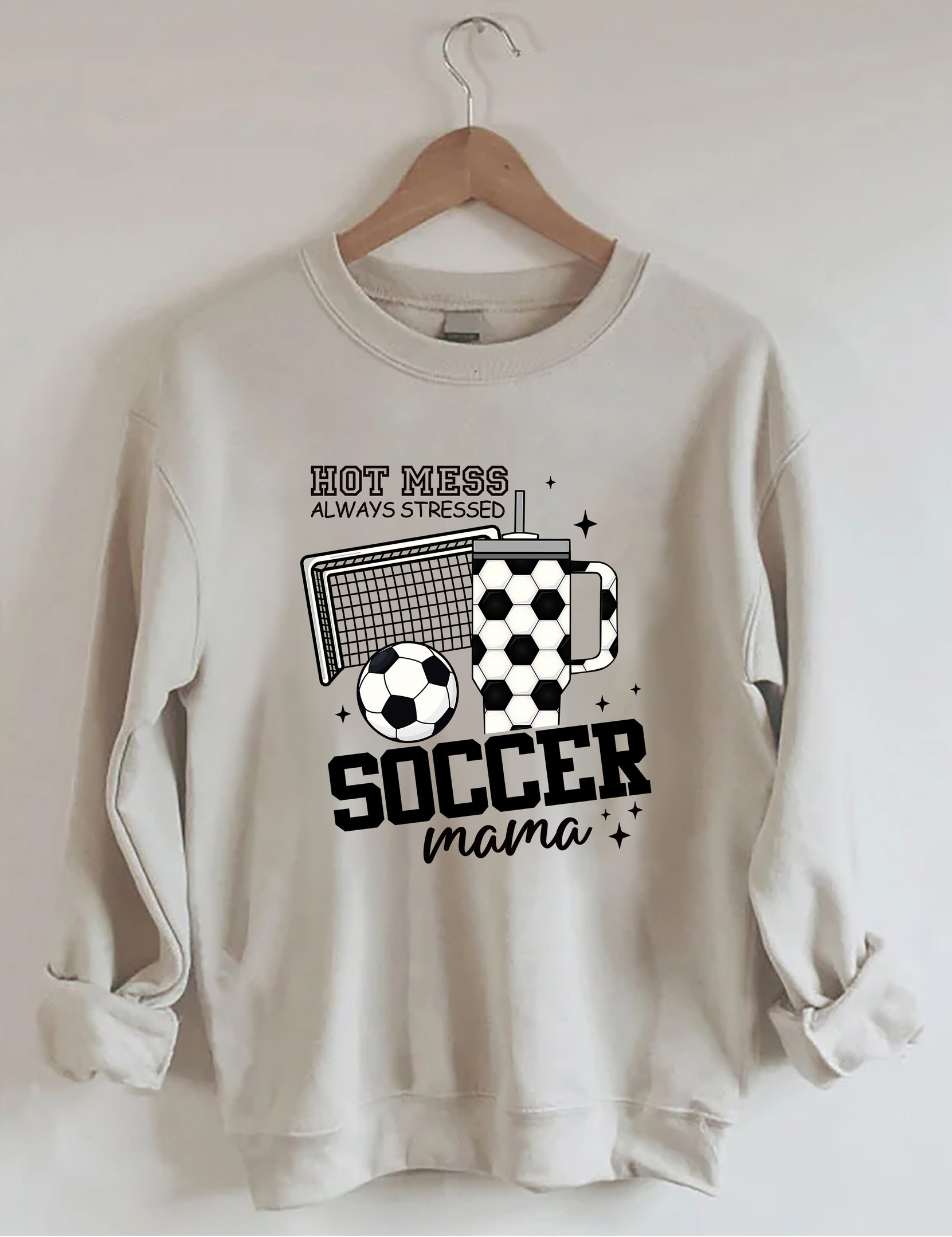 Hot Mess Soccer Mama Sweatshirt Soccer Clothing Unique Gifts For Girlfriend