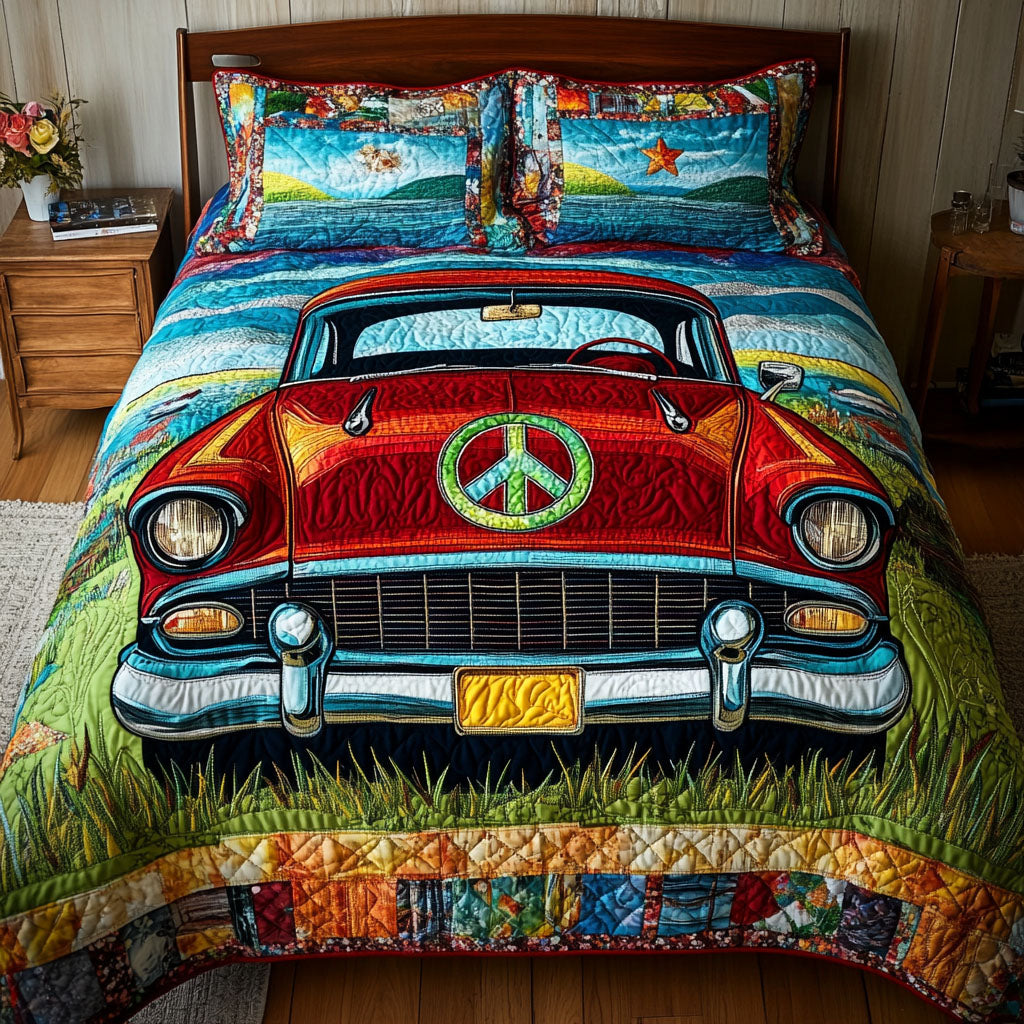Hot Rod Haven Quilted Bedding Set Bedroom Decorations Best Gifts For Hippie Friends