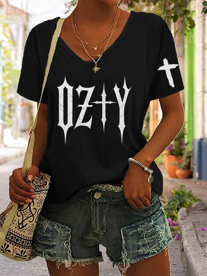 Hot Singer Printed V-neck T-shirt Memorial OZ Shirt Gift Ideas For Music Lovers