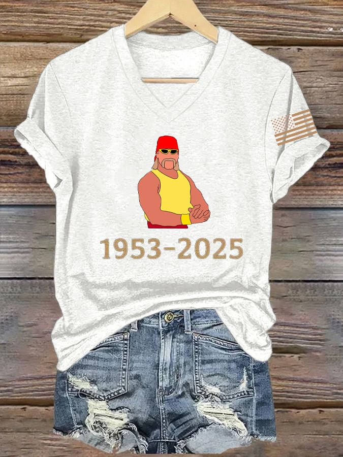 Hot Top Legendary Wrestler V-neck Shirt Hulkamania 1953 2025 Memorial Clothing Gifts For Her