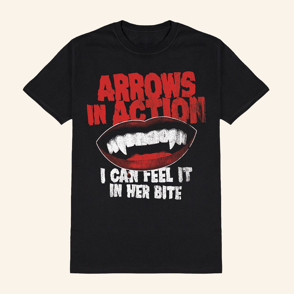 Hot Topic Merch Arrows In Action Vampire Bite T-Shirt Halloween Gifts For Friend Hot Topic Merch Arrows In Action Vampire Bite T-Shirt Halloween Gifts For Friend