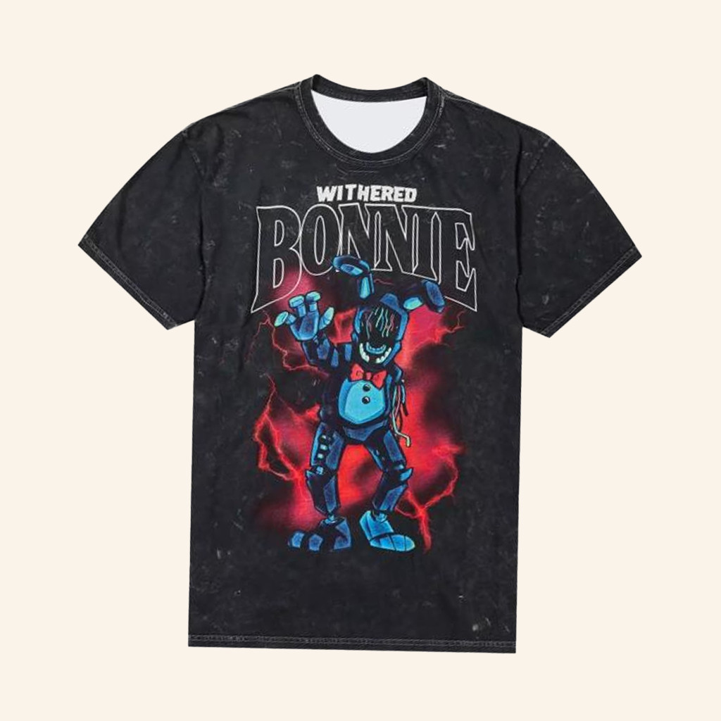 Hot Topic Merch Horror Five Nights At Freddy's Withered Bonnie Wash T-Shirt Gifts For Son