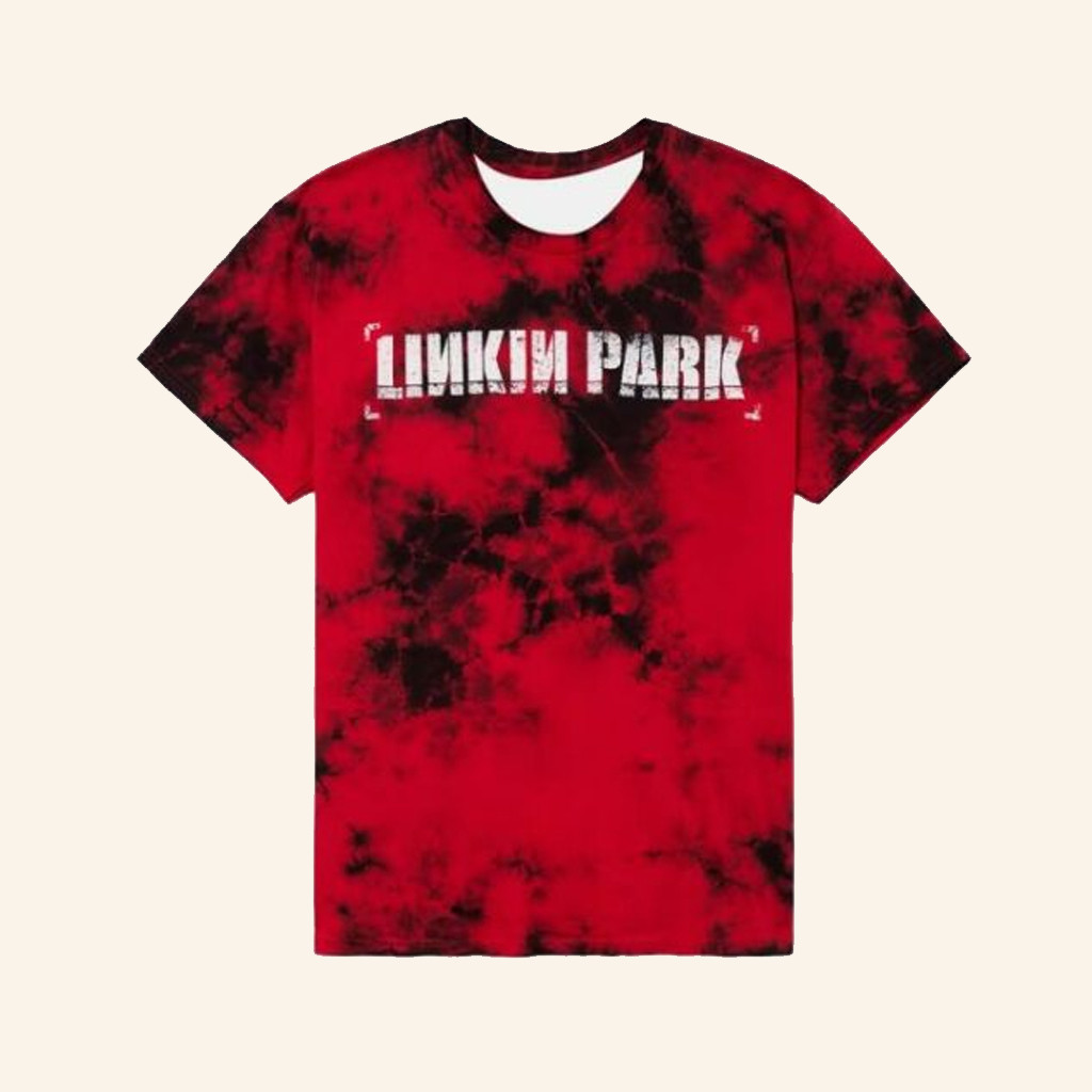 Hot Topic Merch Linkin Park Red And Black Tie Dye T-Shirt Gifts For Brother