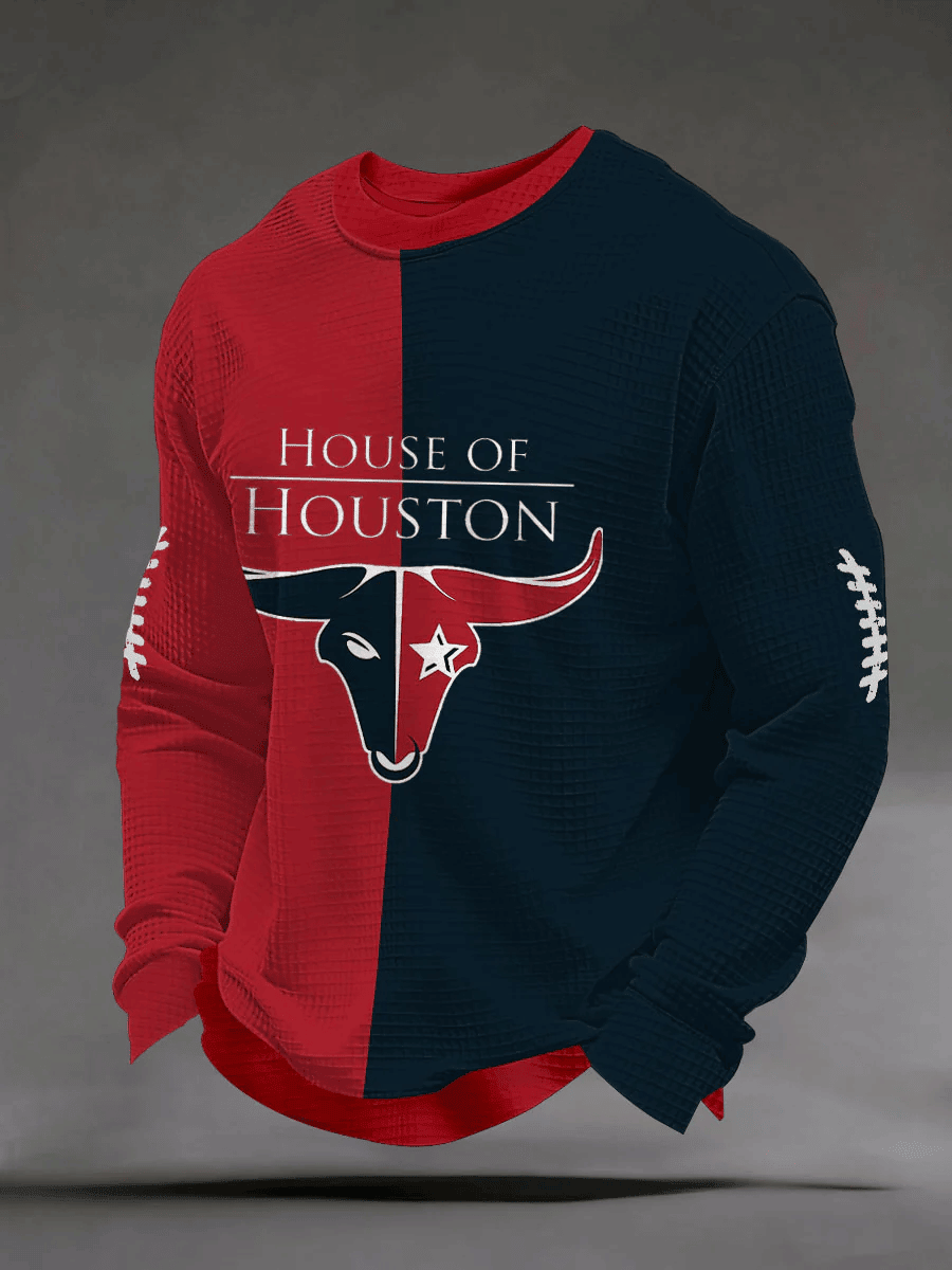 House Of Houston Football Long Sleeve Shirt Texans Super Bowl Merch Game Day T-Shirt For Fan