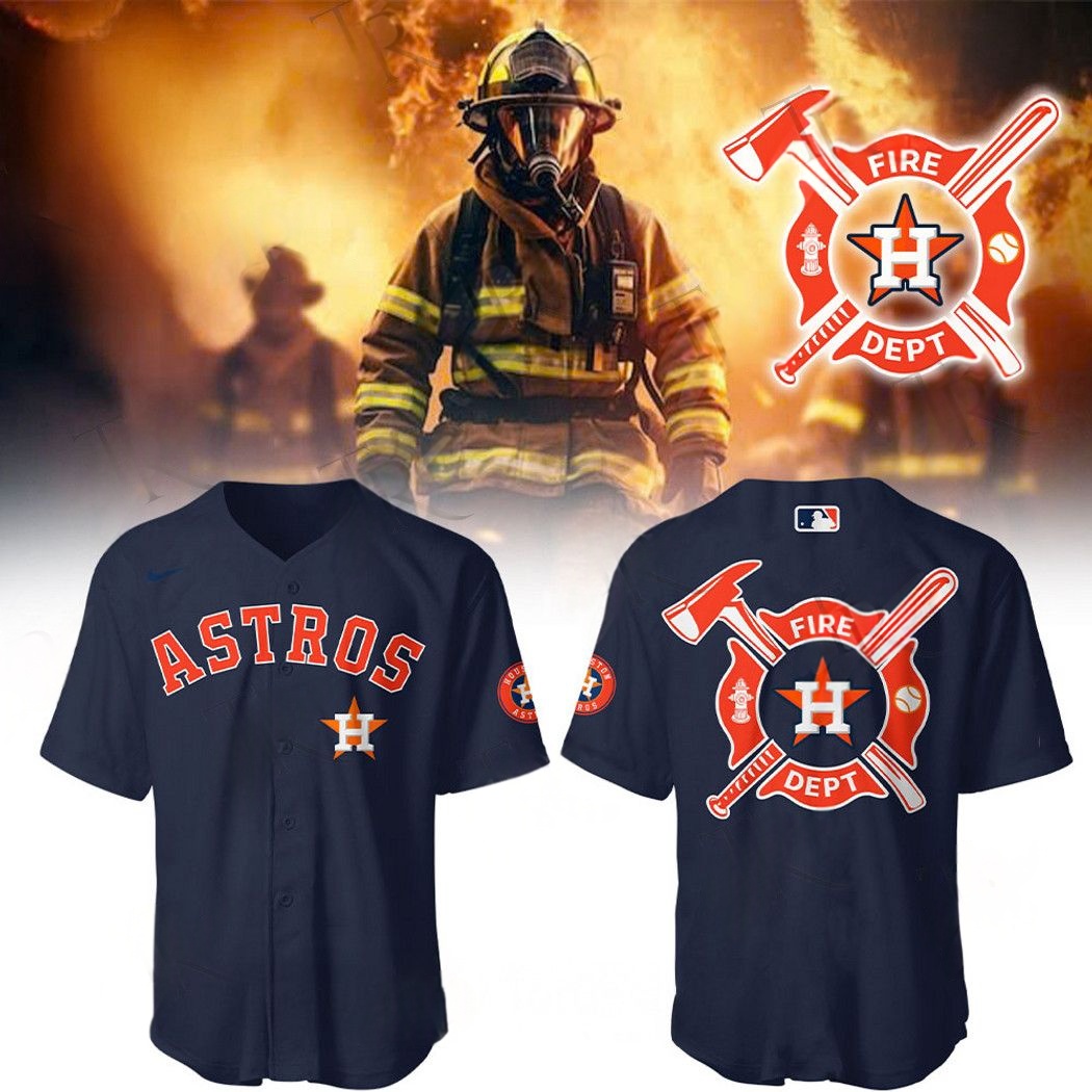 Houston Astros 2025 Firefighter Appreciation Night Limited Edition Baseball Jersey Blue Unique Baseball Gifts