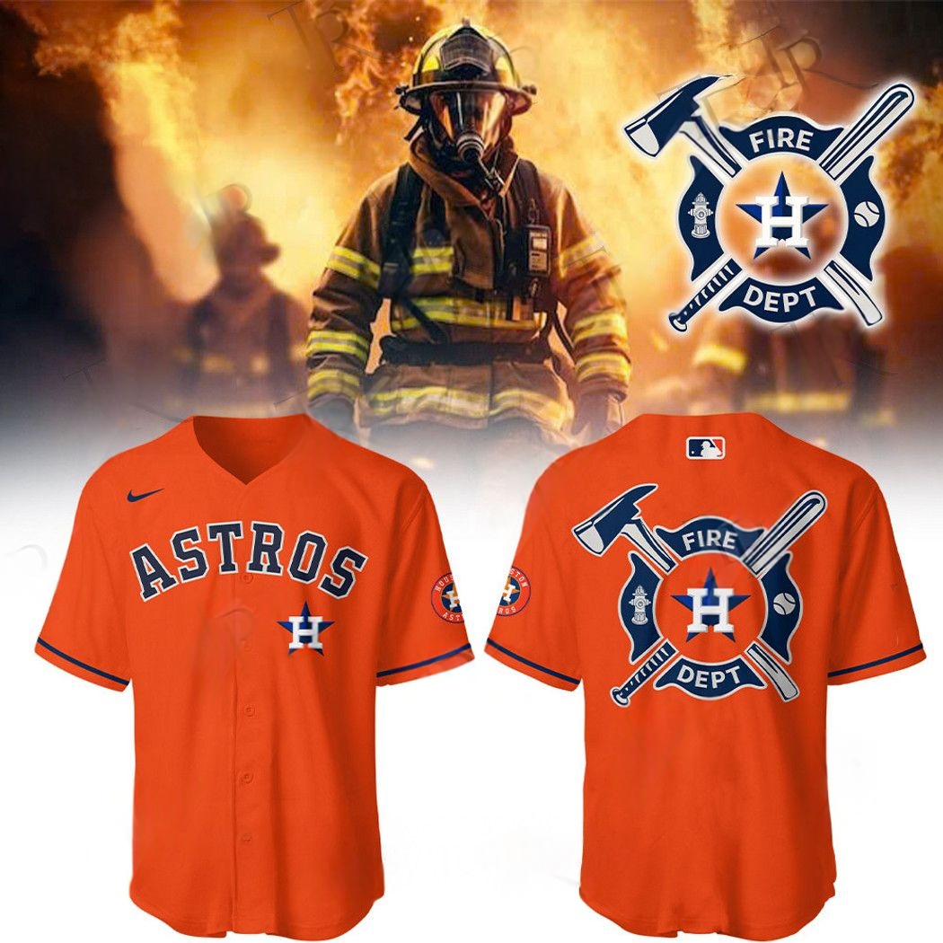 Houston Astros 2025 Firefighter Appreciation Night Limited Edition Baseball Jersey Orange Baseball Gifts Ideas