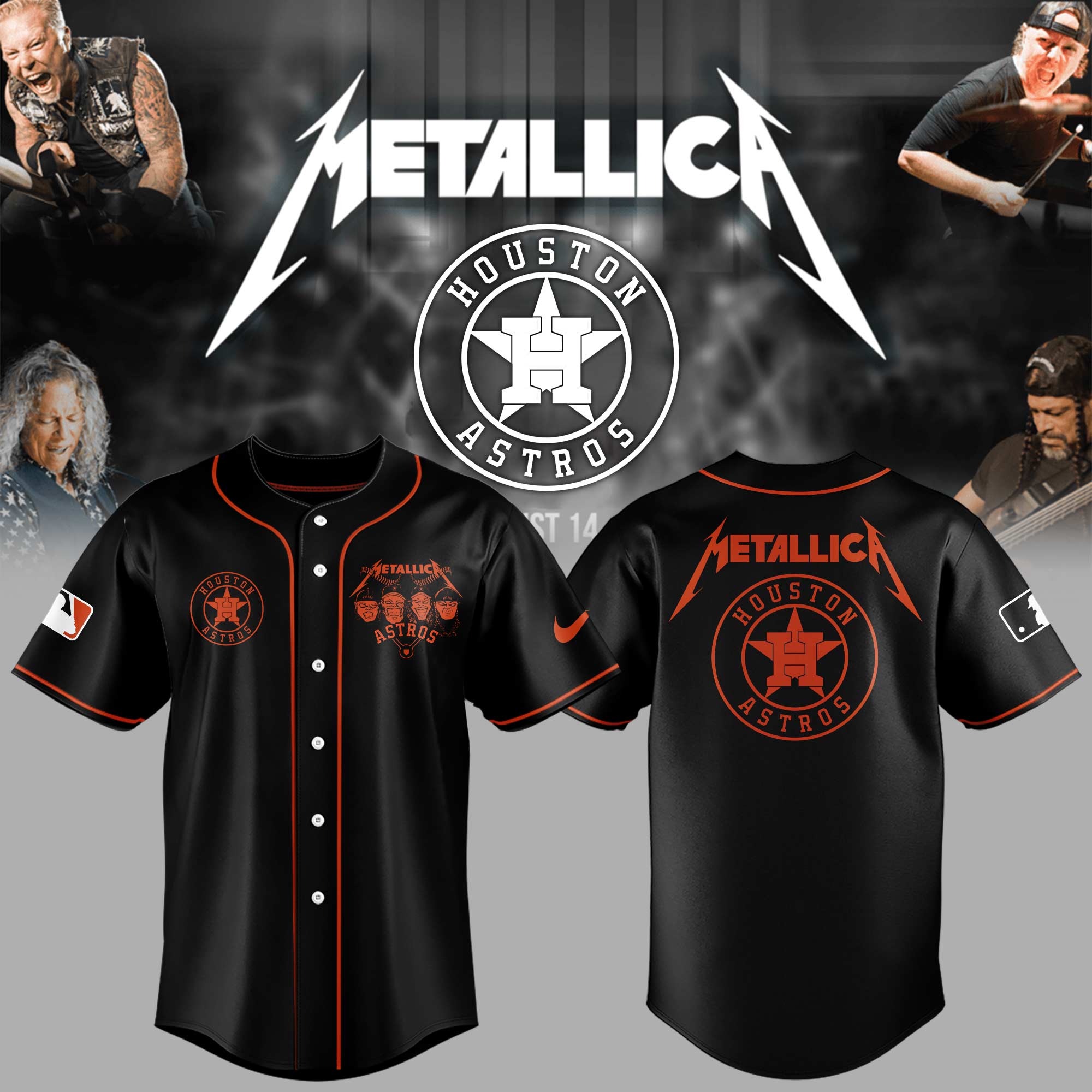 Houston Astros Baseball Metallica Night Jersey Baseball Fans Gifts